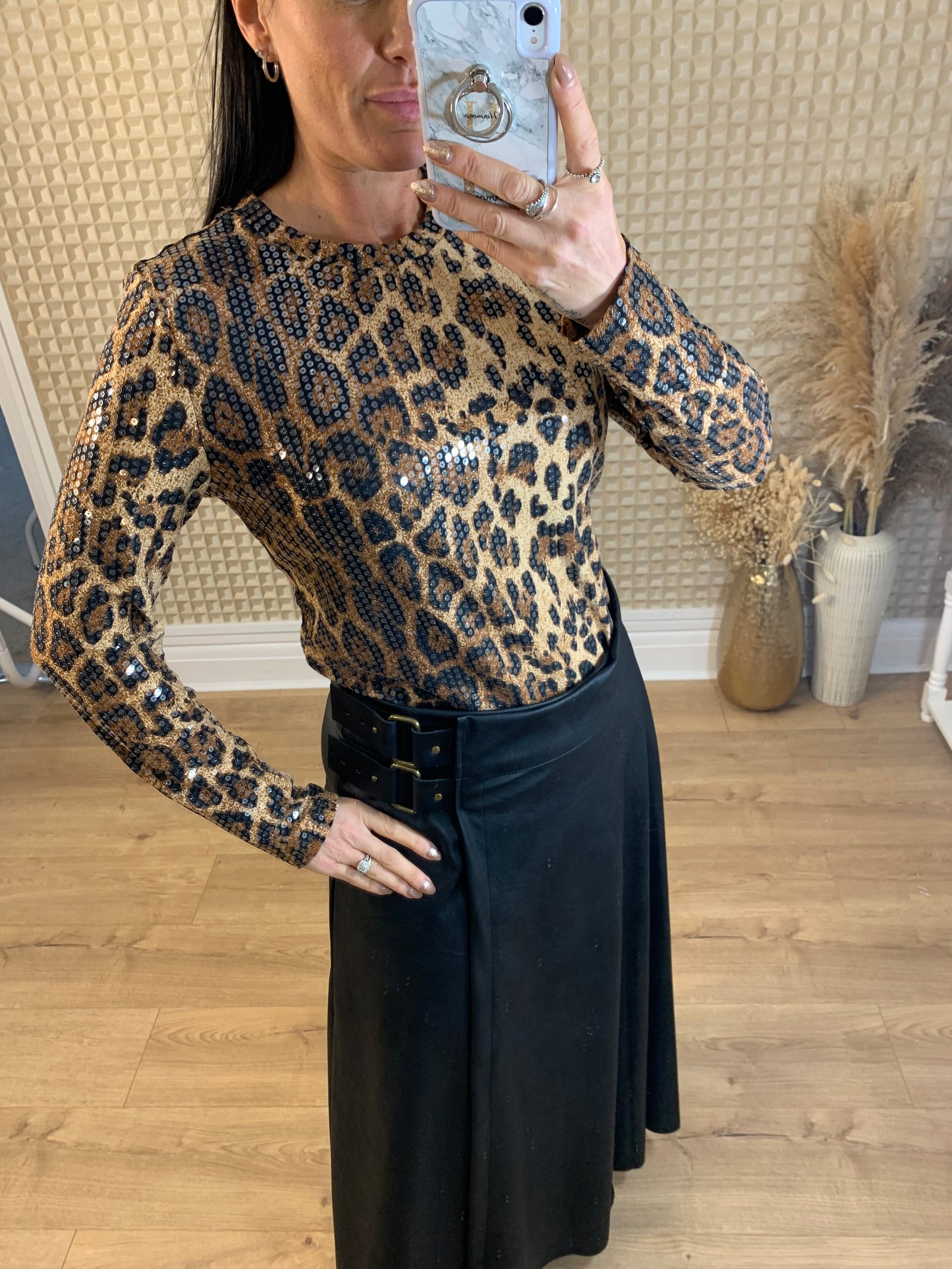 Sequinned Leopard Top