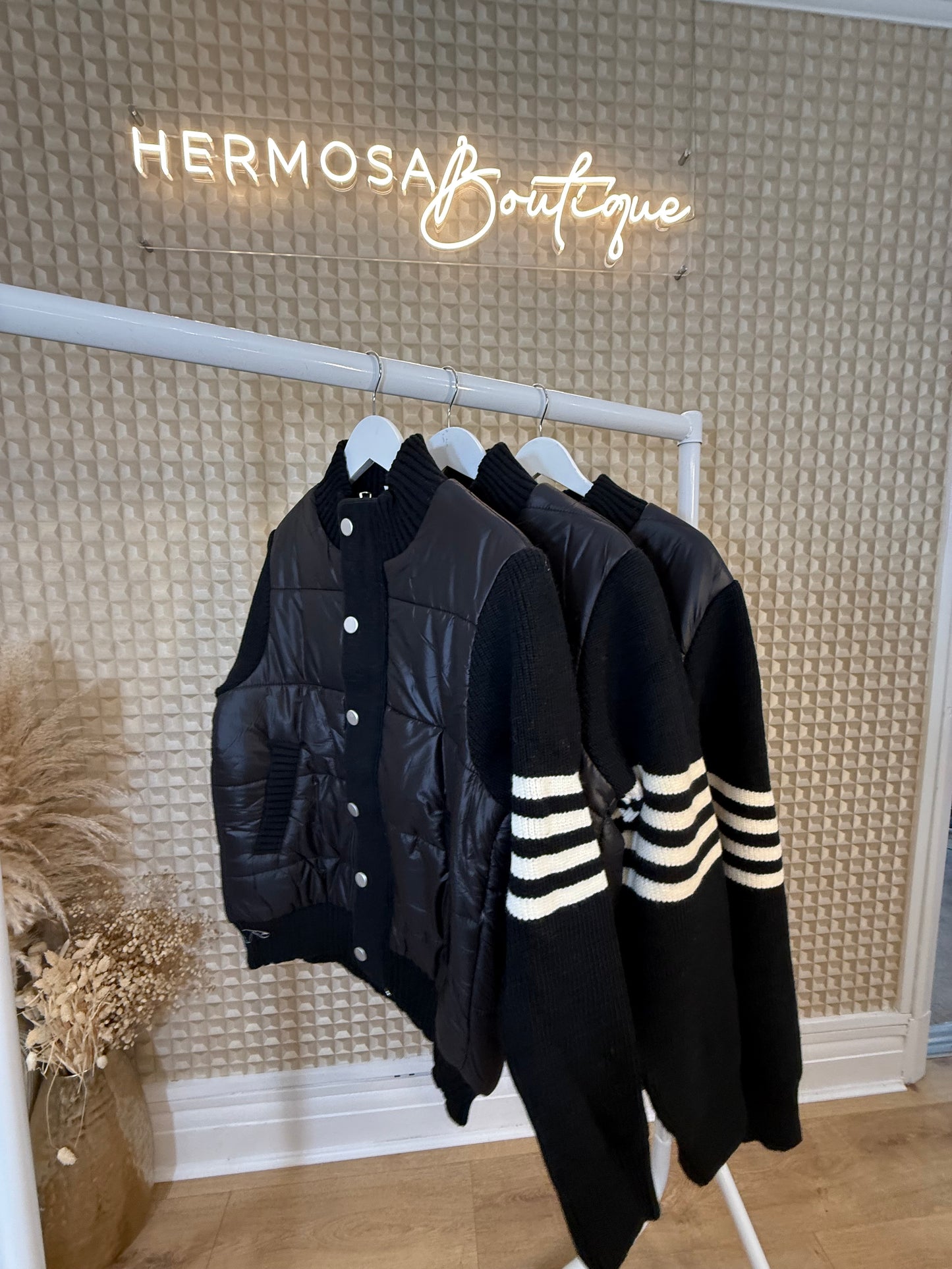 Black Stripe Sleeve Bomber