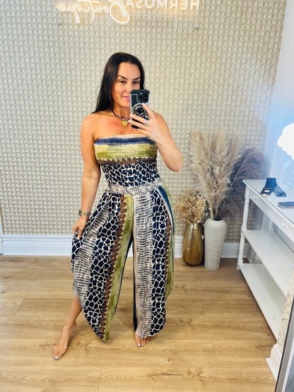 Stripe & Print Jumpsuit