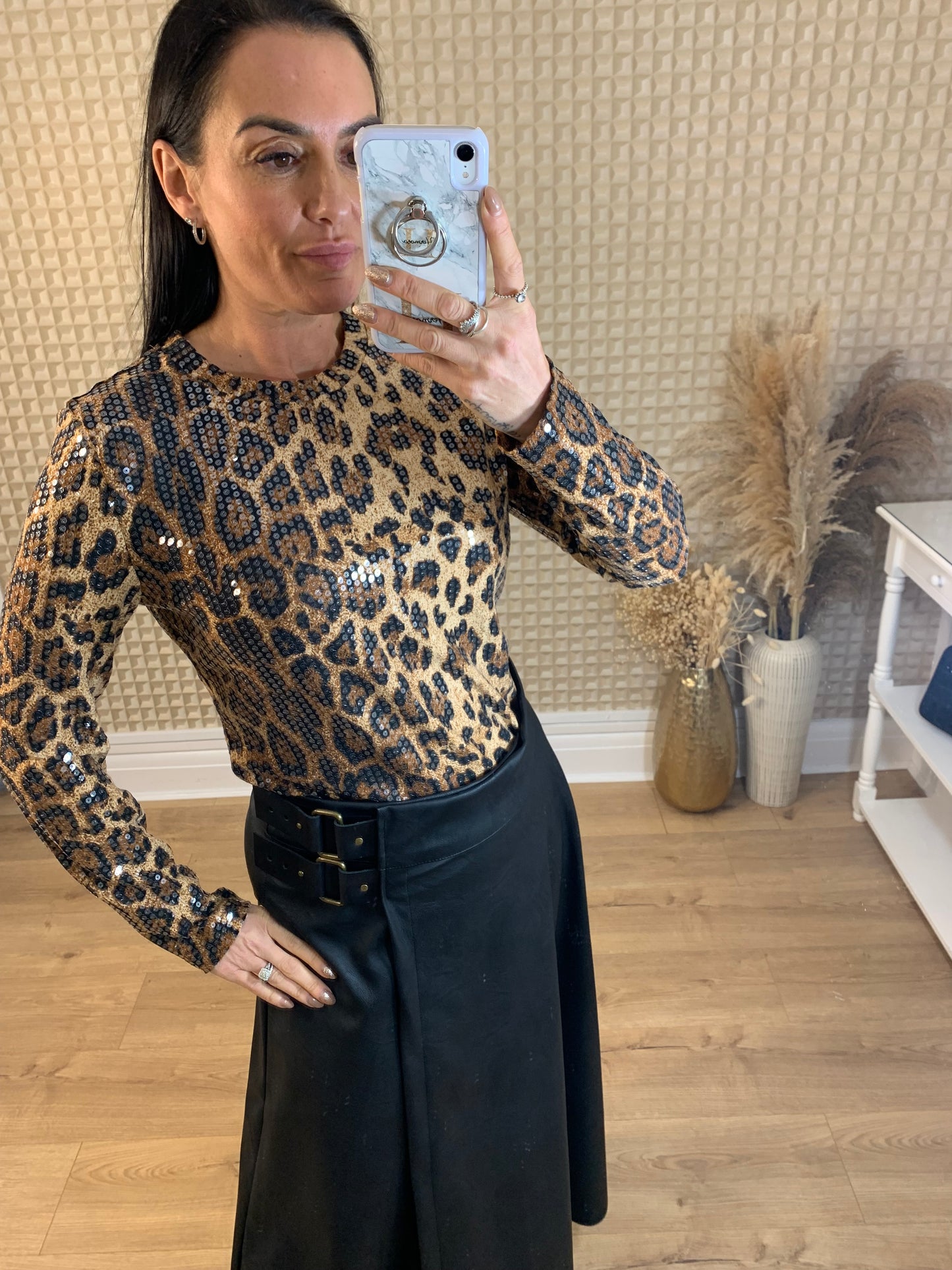 Sequinned Leopard Top