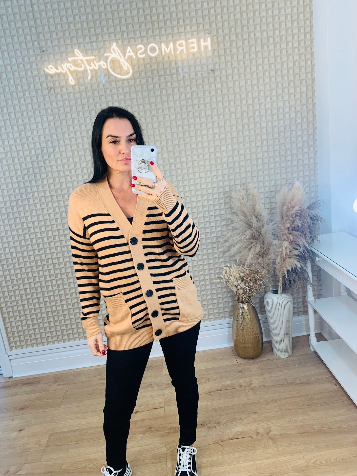 V Neck Striped Cardie