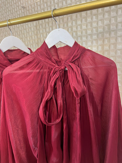 Bow Back Blouse Red