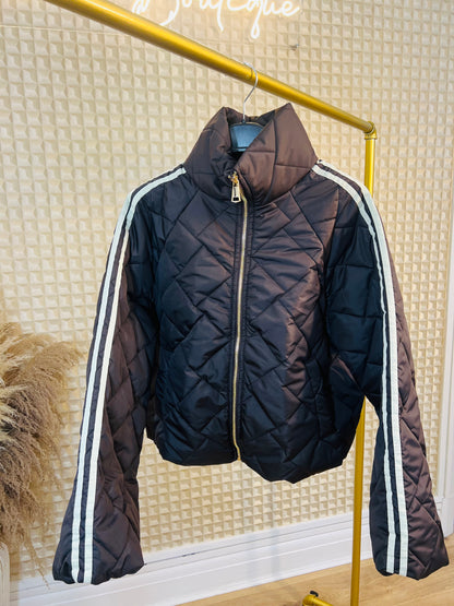 Two Stripe Quilted Bomber Jacket