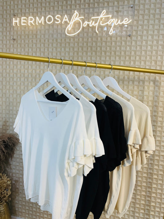 Frill Sleeve Knit