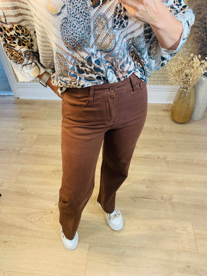 Brown Voggo Wide Leg Jeans