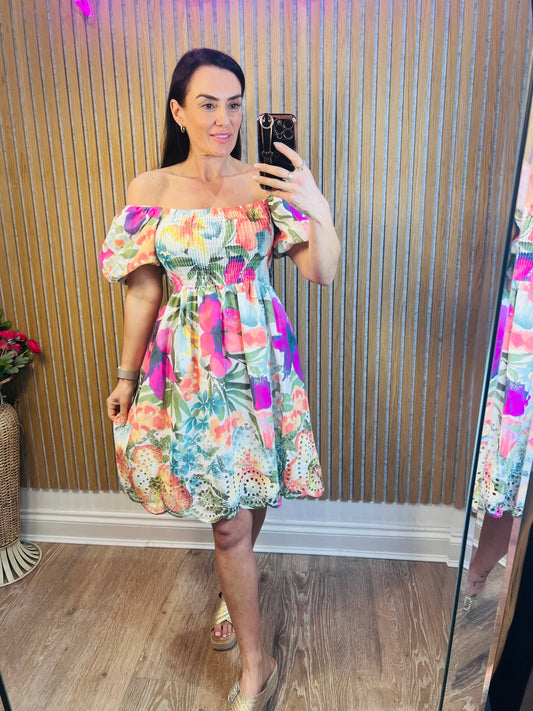 Flower Bardot Dress