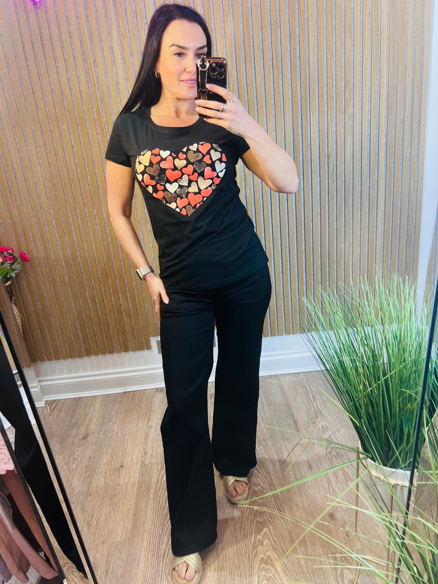 Confetti Heart Tee Black