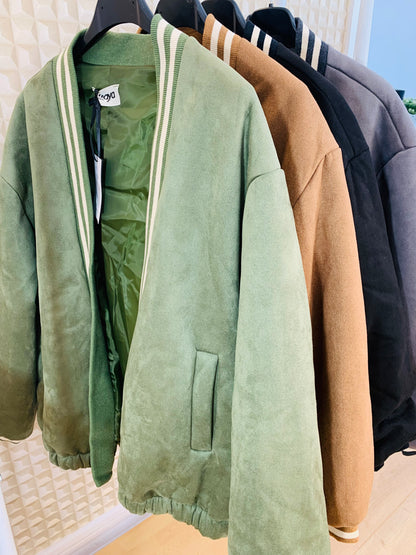 Maya Suede Bomber Jacket