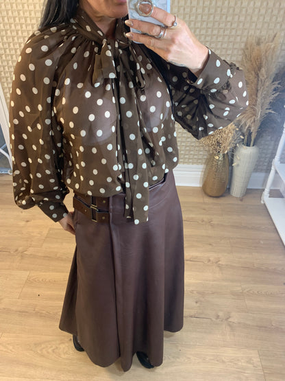 Polka Dot Blouse Brown