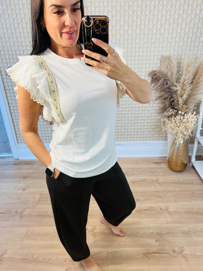 Braided White Frill Tee