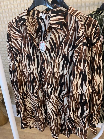 Chocolate Zebra Print Shirt