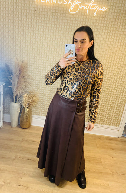 Sequinned Leopard Top