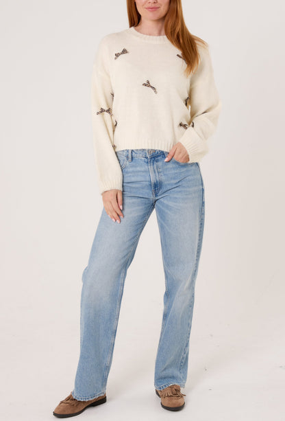 Leopard Tiny Bow Knit