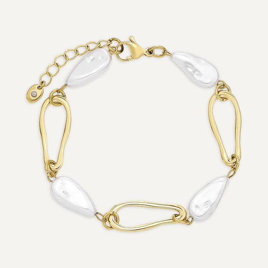 Pearl & Gold Link Bracelet