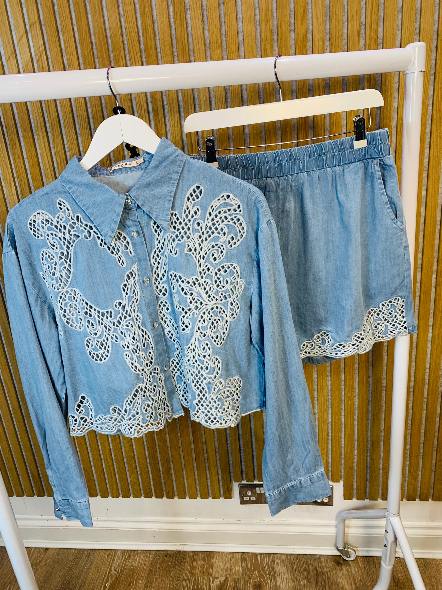 Denim Shirt & Shorts Set