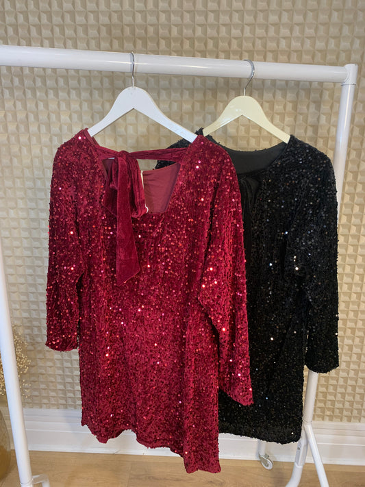 Diverse Sequin Bow Back Dress
