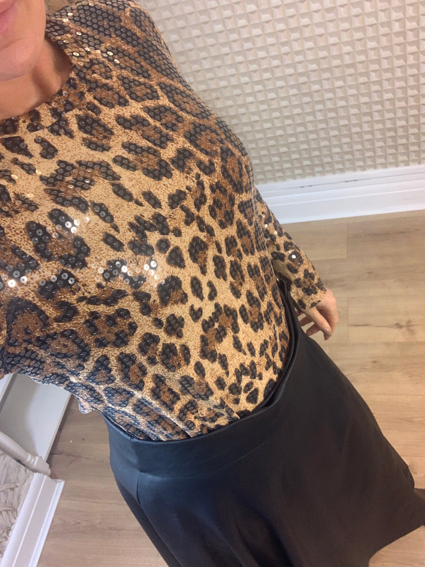 Sequinned Leopard Top