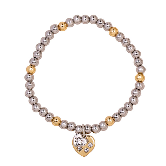 Diamond Heart Gold & Silver Bracelet