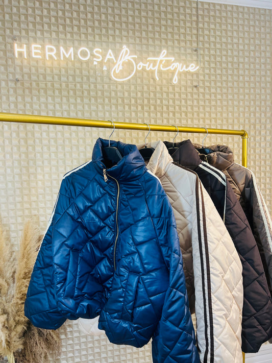 Two Stripe Quilted Bomber Jacket