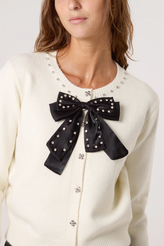 Embellished Diamanté Bow Cardigan
