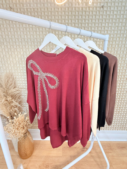 Pearl Bow Hi Low Jumper