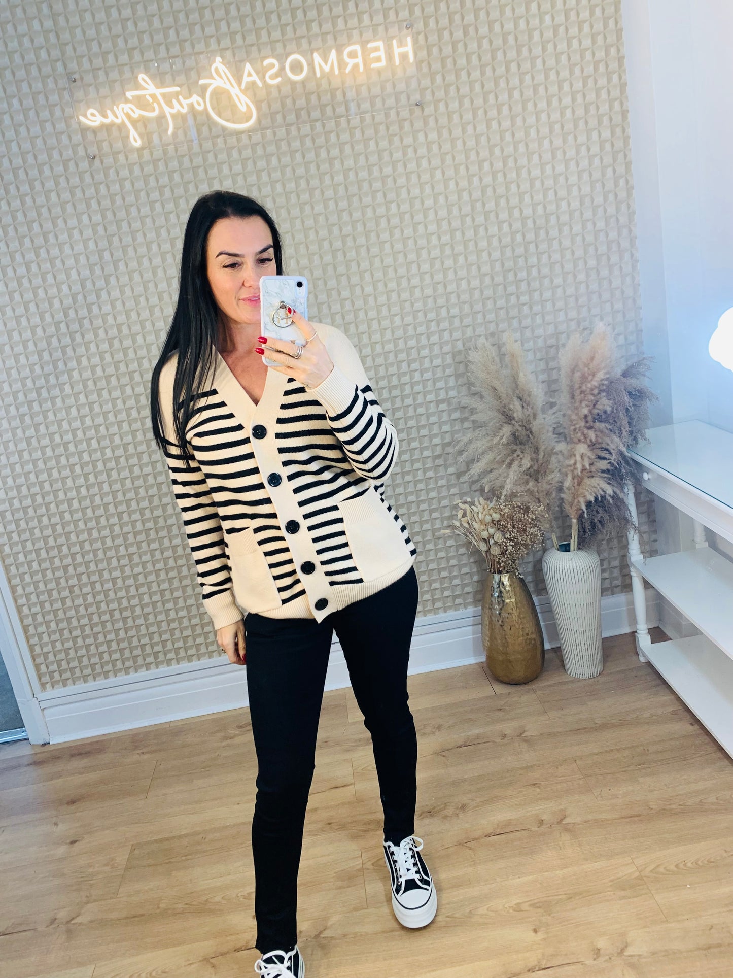 V Neck Striped Cardie