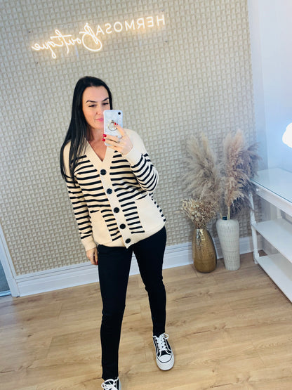 V Neck Striped Cardie