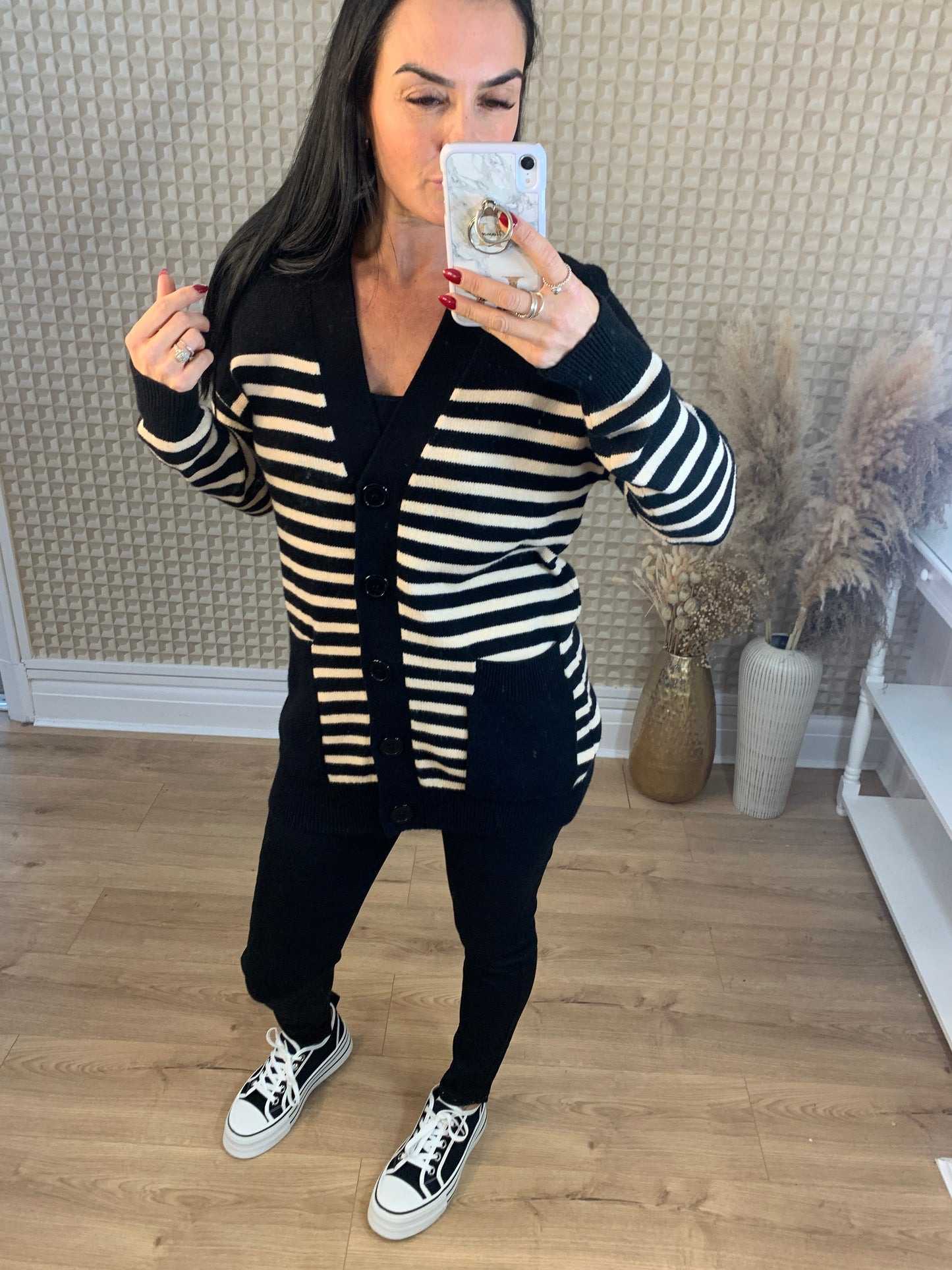 V Neck Striped Cardie