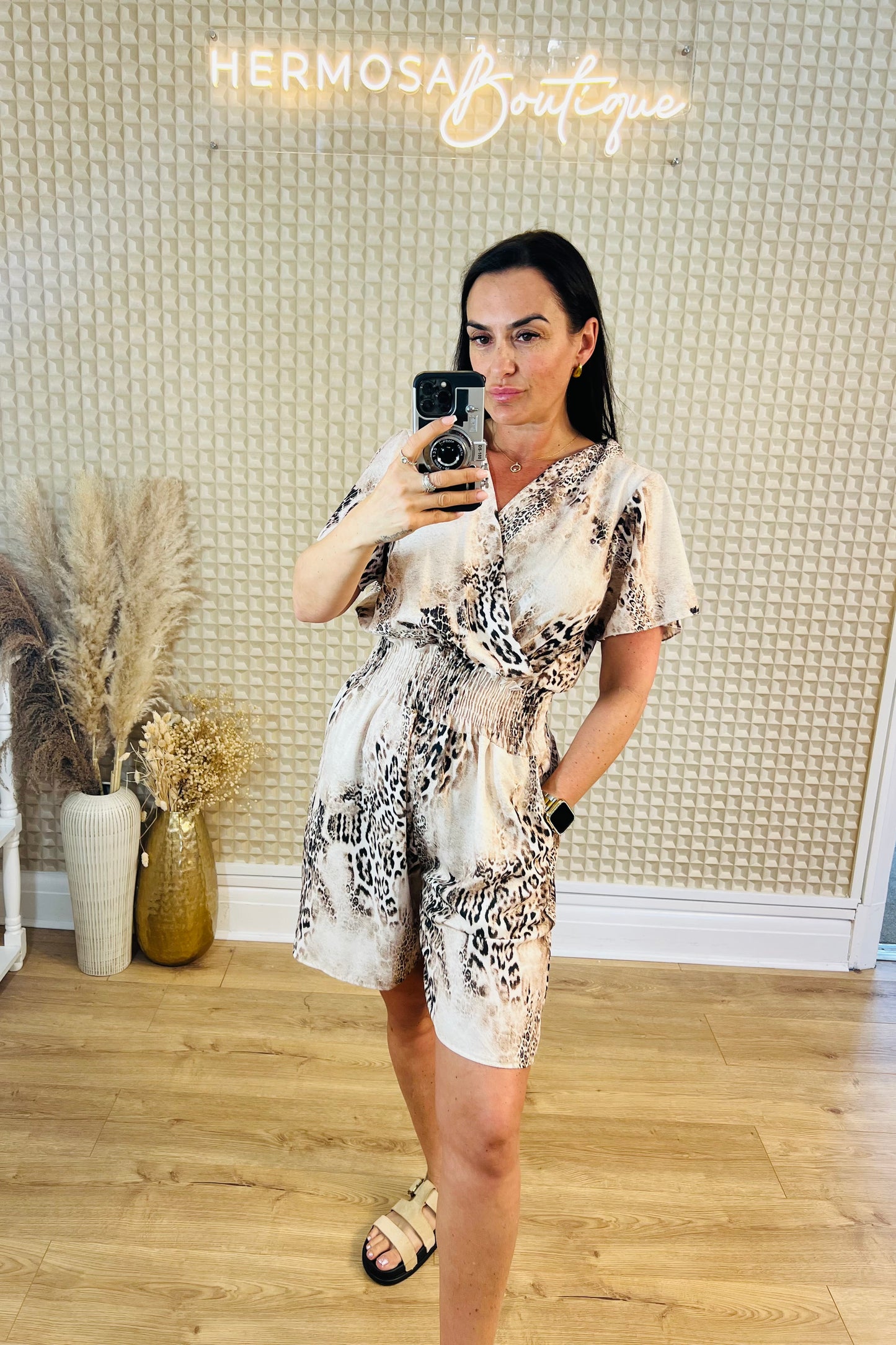 Beige Leopard Playsuit