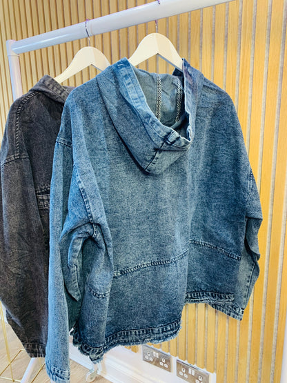 Black  Hooded Denim Jacket