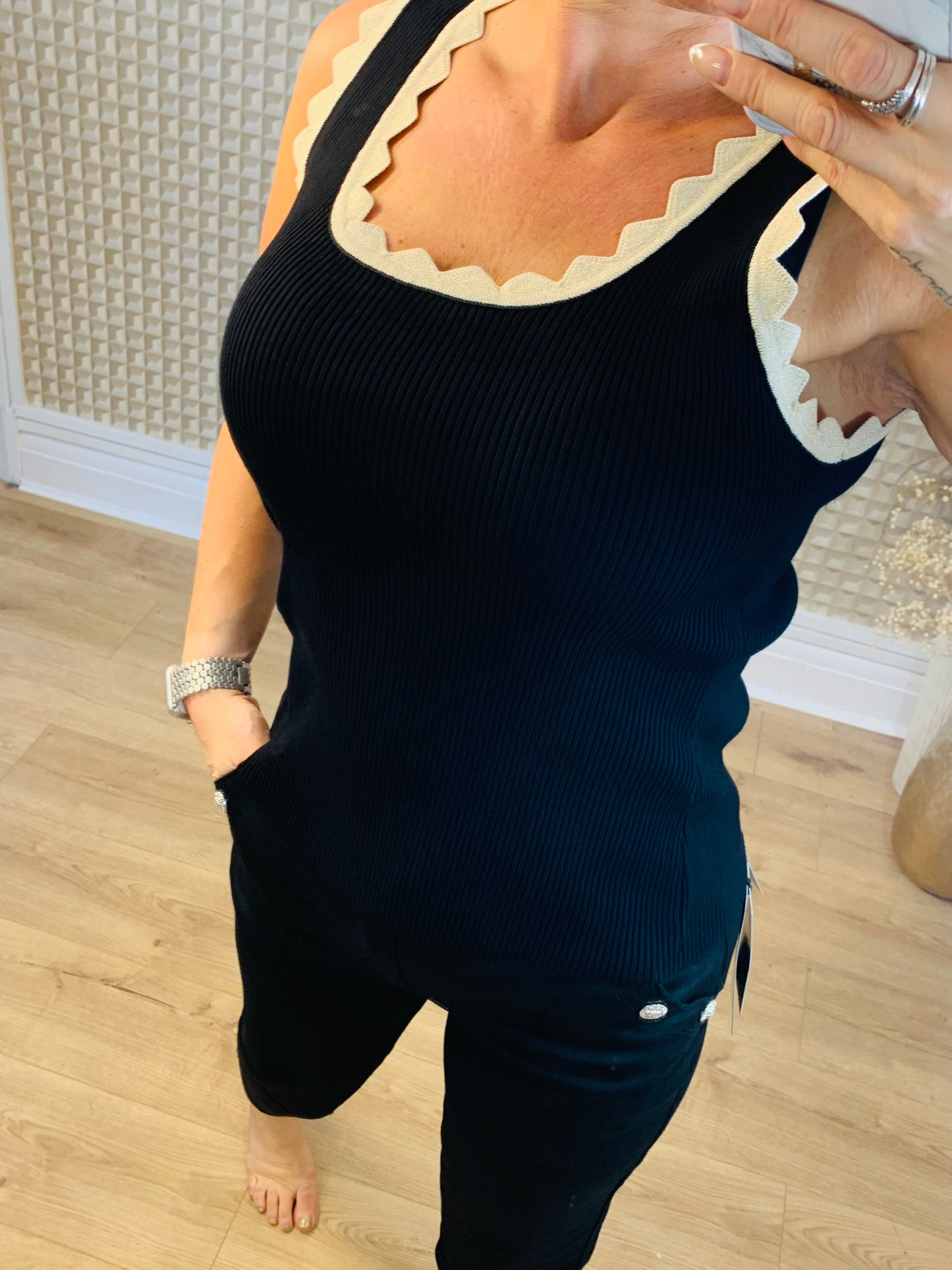 Gold Trim Vest Black