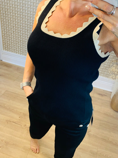 Gold Trim Vest Black