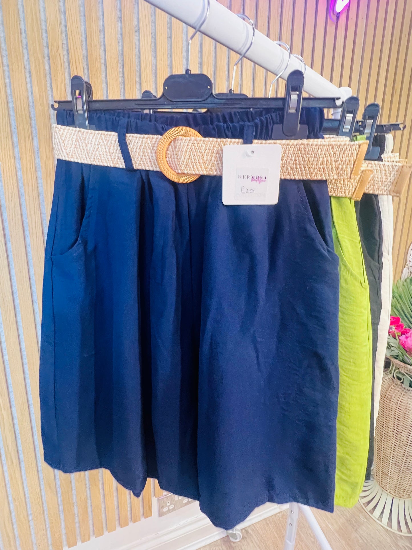 Knee Length Belted Shorts