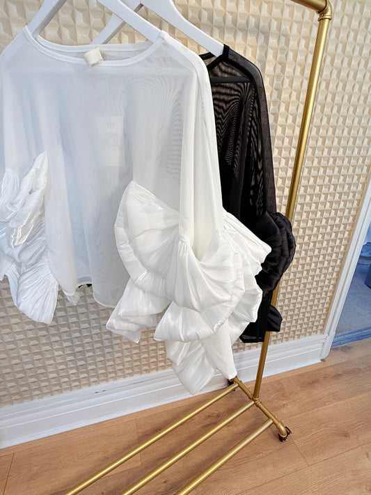 GD Frill Sleeve Mesh Top