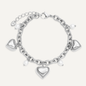 Silver Heart & Pearl Charm Bracelet
