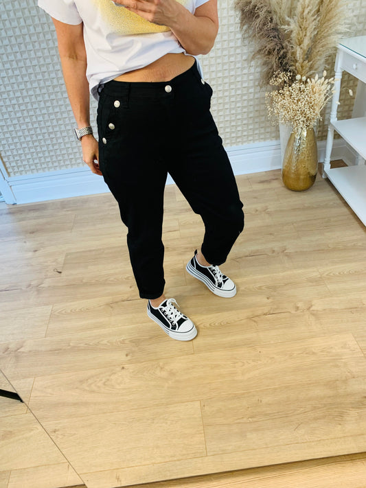 Black Voggo Button Jeans