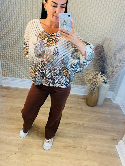 Brown Voggo Wide Leg Jeans