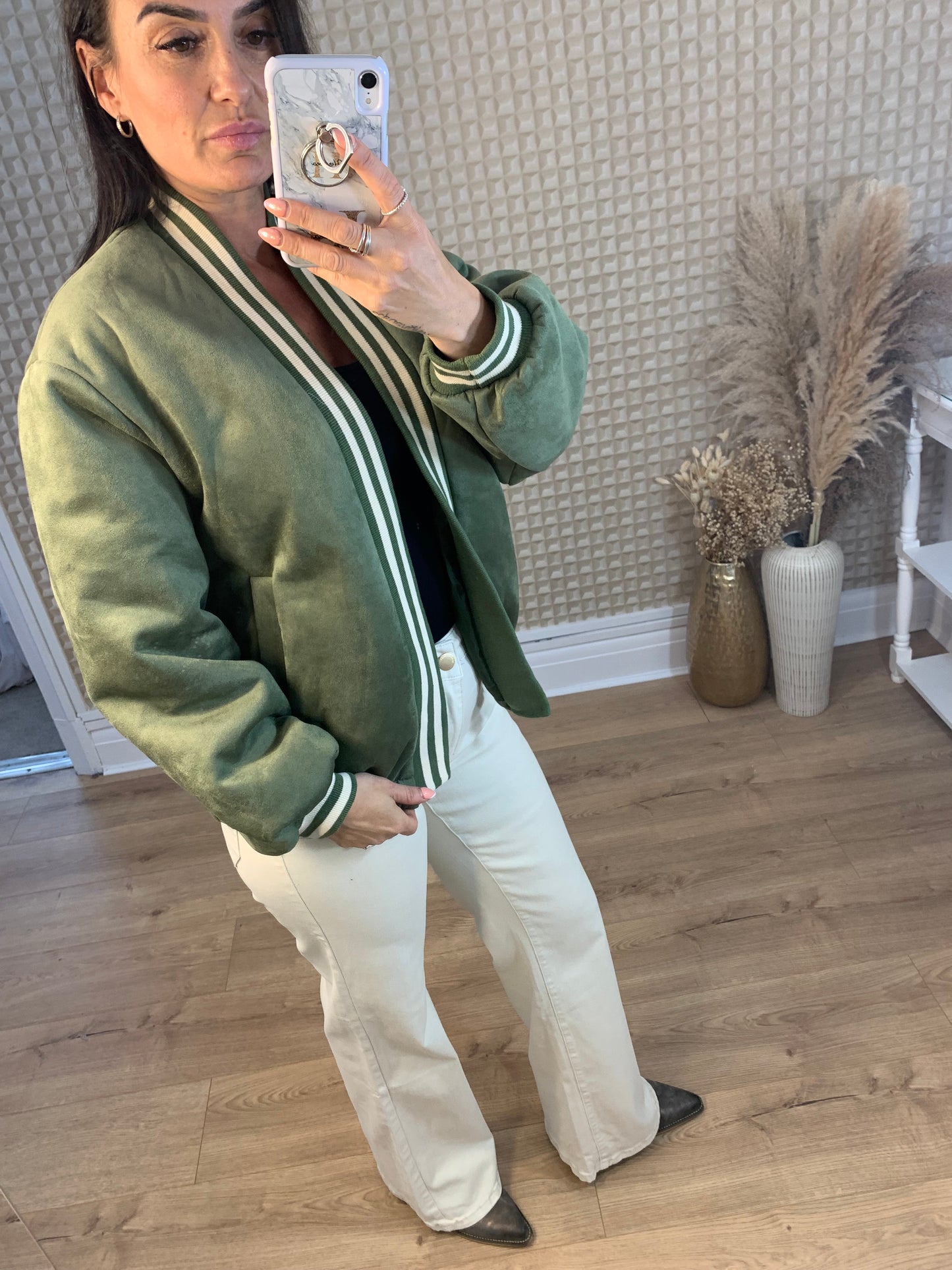 Maya Suede Bomber Jacket