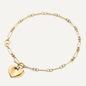 Gold Link & Heart T Bar Necklace