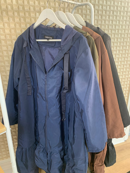 Navy Ruffle Rain Mac