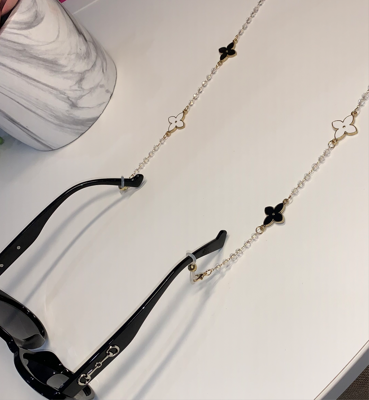 Gold clover sunglasses charm