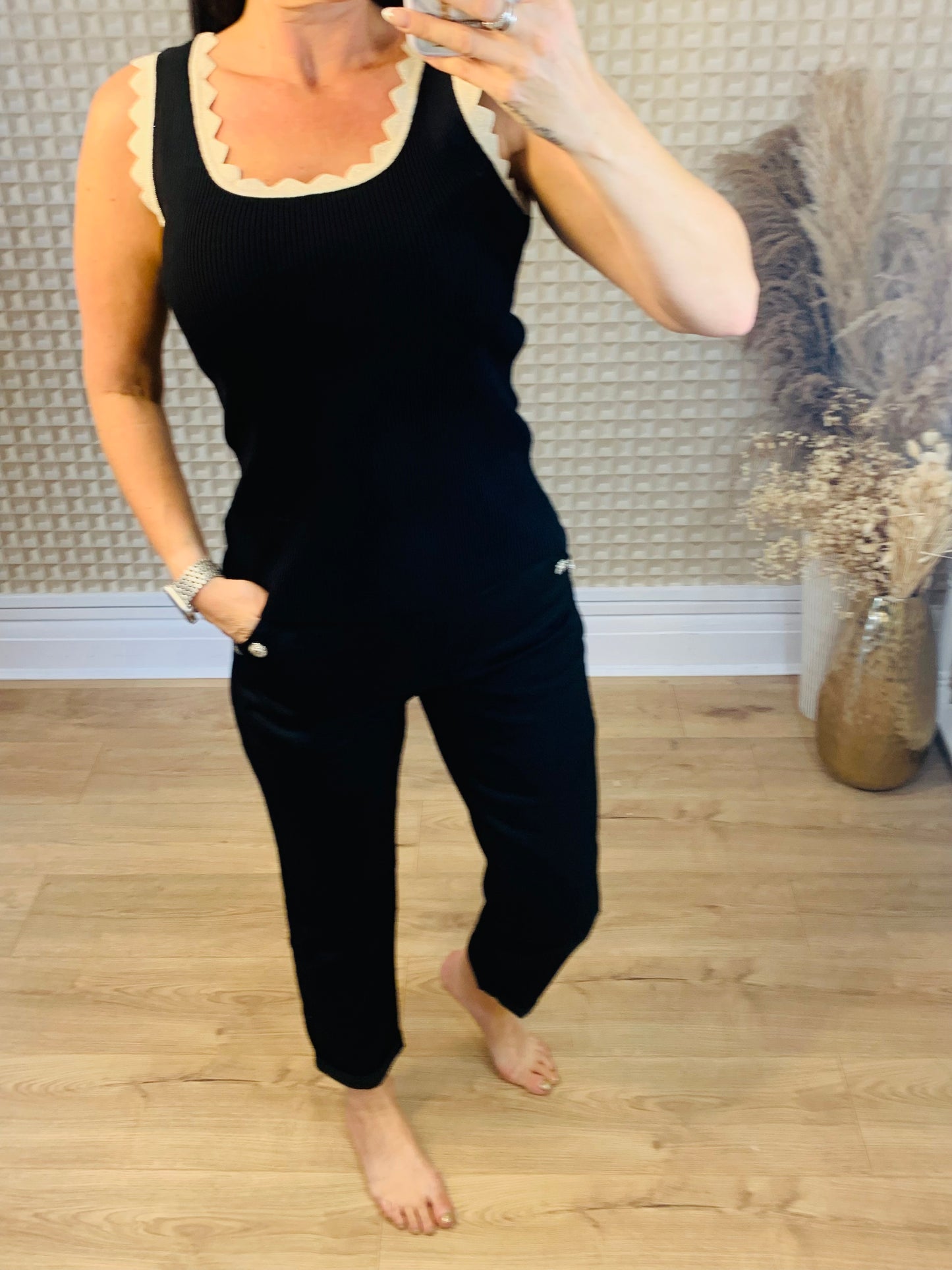 Gold Trim Vest Black
