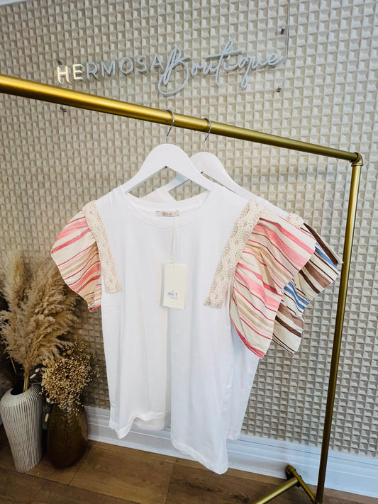 Ciao Stripe Frill Tee