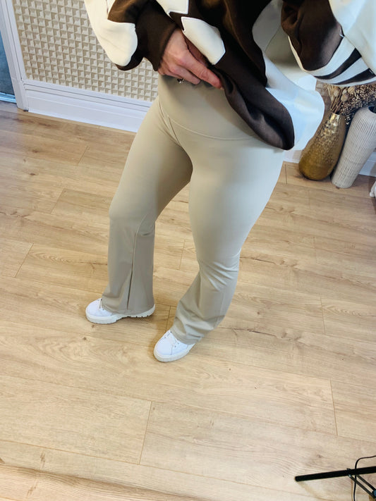 Cream active flared leggings