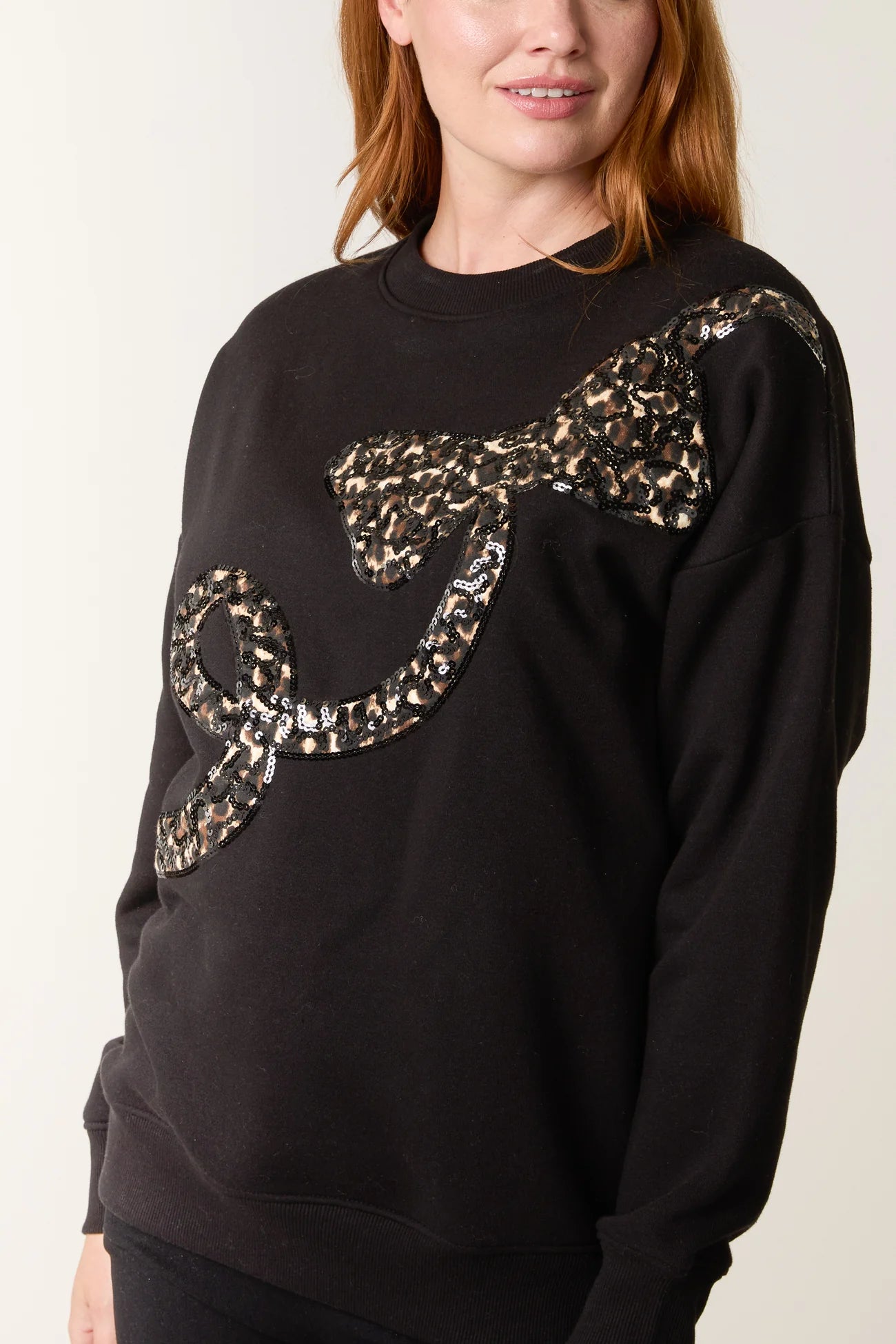 Black leopard Bow Sweater