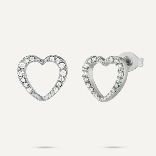 Silver & Diamanté Heart Earrings