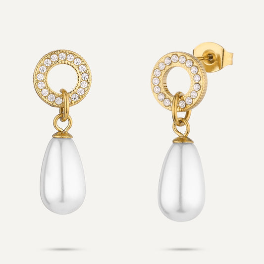 Gold & Pearl Drop Earrings