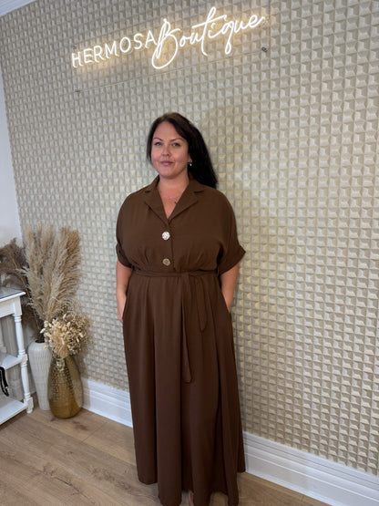 Curve Dress Gold button