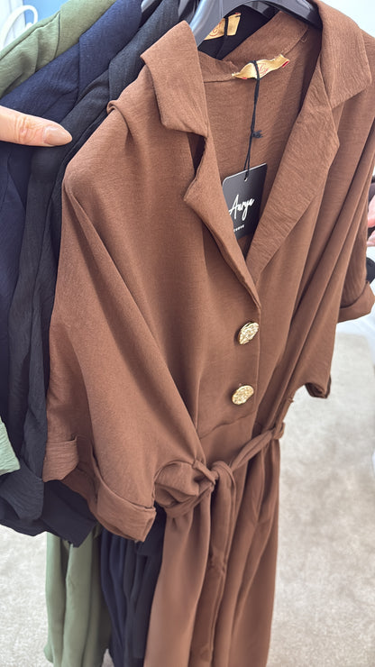 Curve Dress Gold button