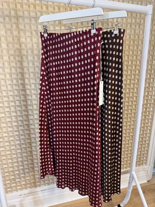 Diverse Wine Polka Dot Silk Skirt